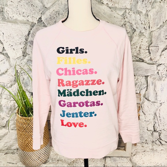 J Crew Girls Inc. Graphic Sweatshirt Pink Crop S - Picture 3 of 6